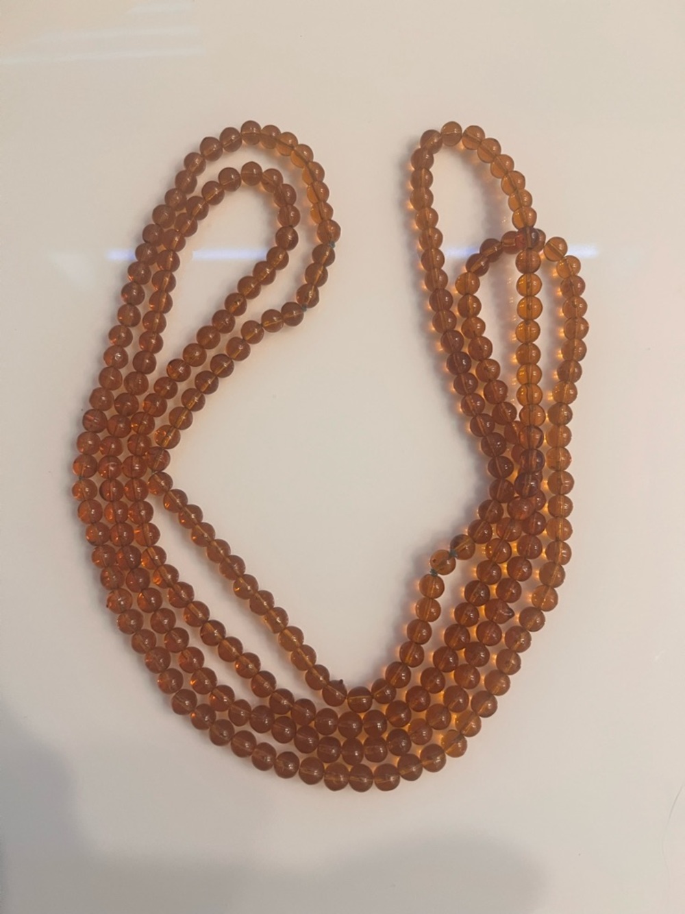 Amber-Colored Glass Bead Necklace - Women Jewelry